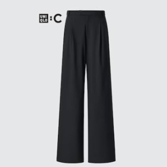 Uniqlo:C - Black Pleated Wide Straight Pant - Size M - Picture 1 of 9